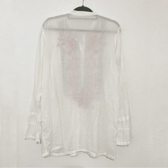 Johnny Was White Floral Embroidered Tunic Blouse Long Sleeves Size S - Picture 8 of 10